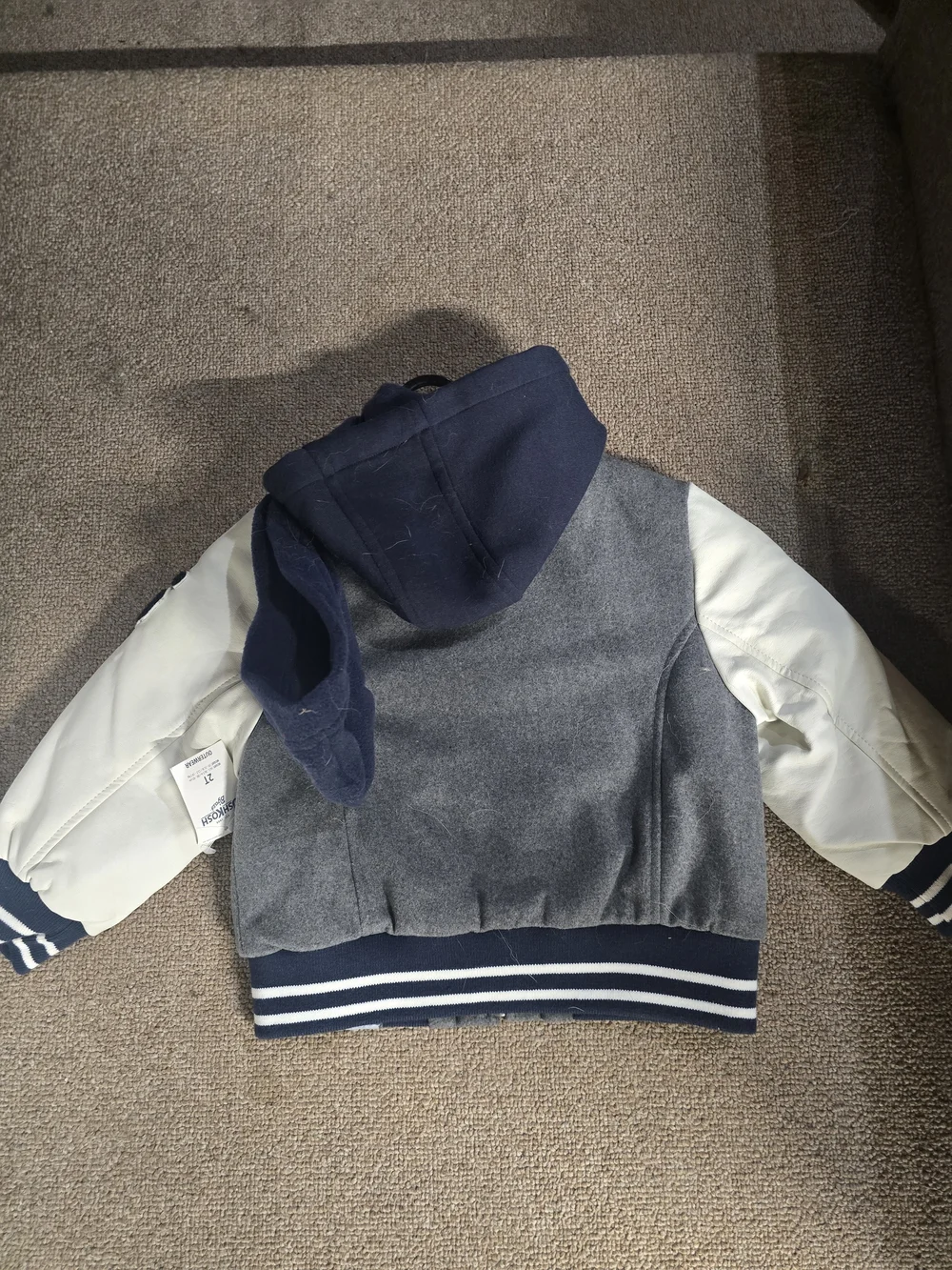OshKosh Grey & Cream Hooded Varsity Jacket